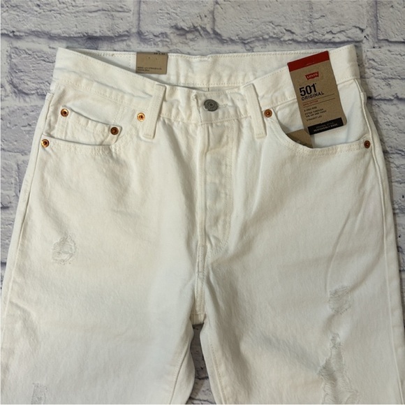 Levi’s 501 Original Straight Leg Jeans High Waisted White Denim Size 28 NWT - Picture 2 of 15